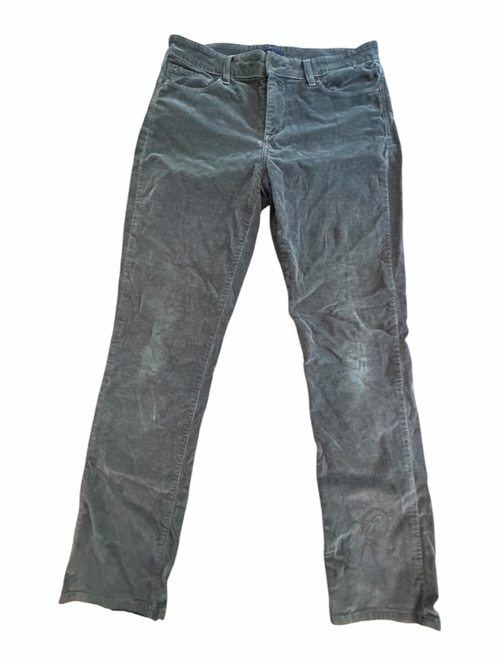 Corduroy Straight-Leg Pants in Olive Green